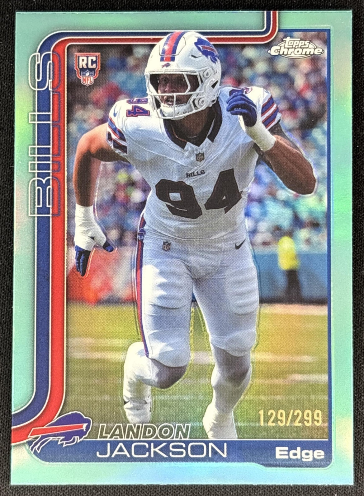 Landon Jackson 2025 Topps Chrome Rookie Teal Wave Refractor /299 Bills front