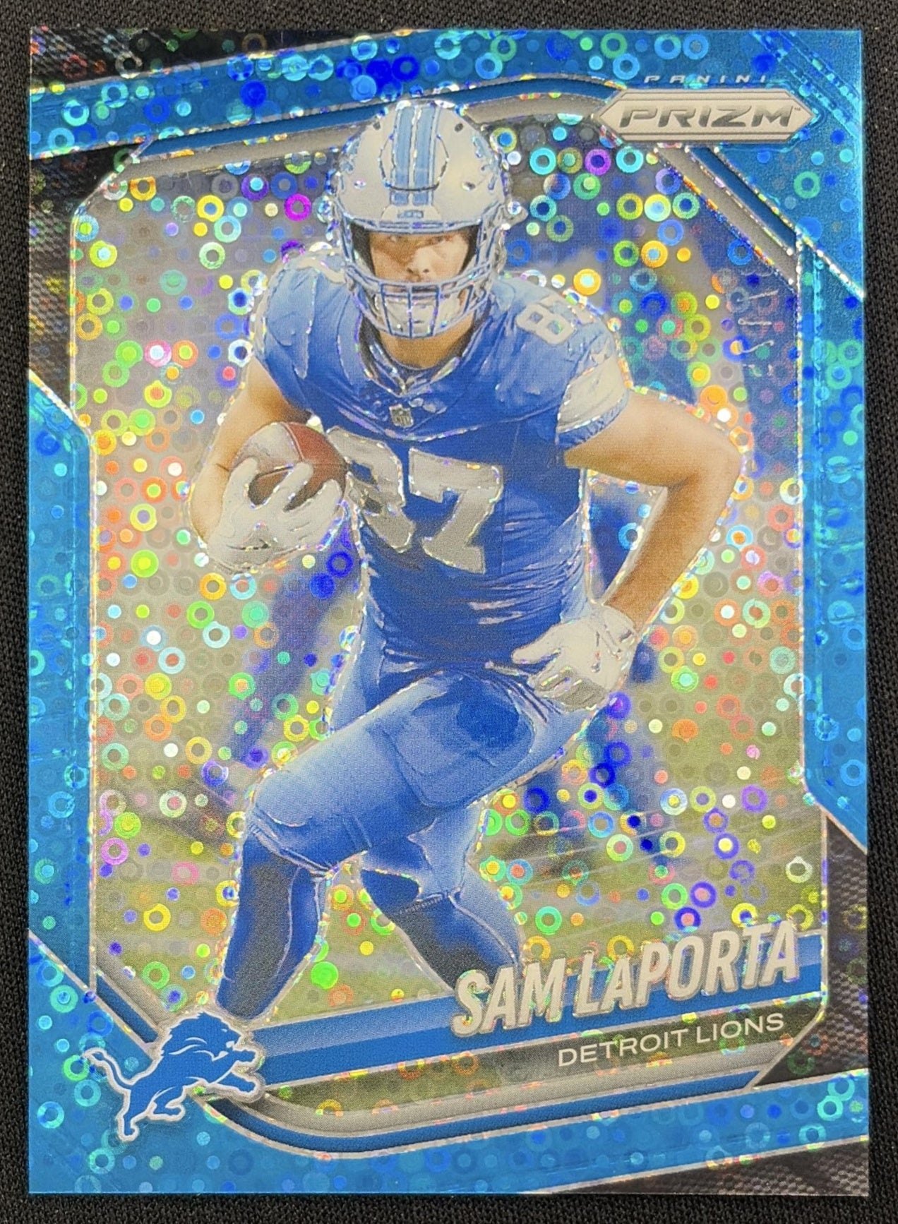 Sam LaPorta 2025 Panini Prizm No Huddle Blue /125 Lions