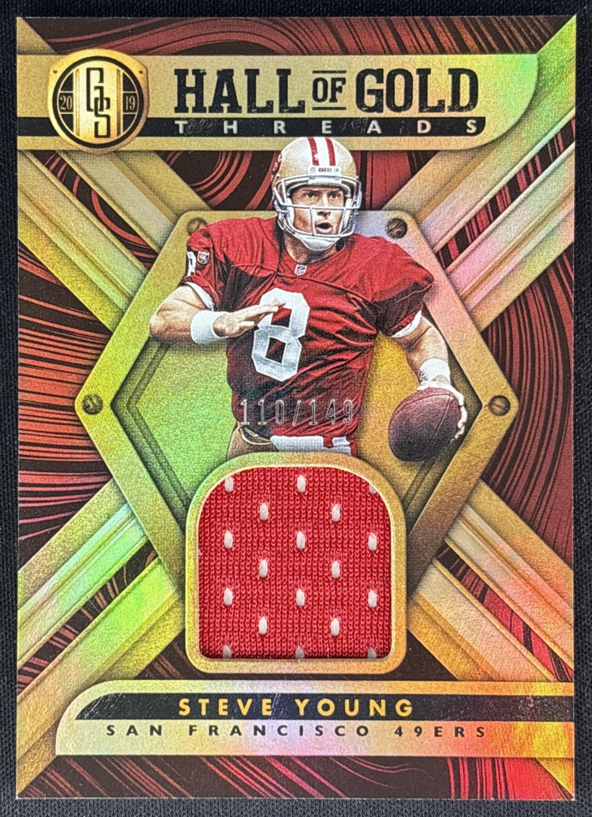 Steve Young 2019 Panini Gold Standard Hall of Threads /149 49ers Sports Trading Card