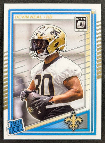 Devin Neal 2025 Donruss Optic Rated Rookie Saints Sports Trading Card