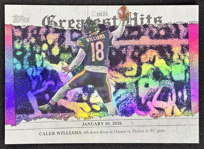 Caleb Williams 2026 Topps 2025 Greatest Hits Pink Bears