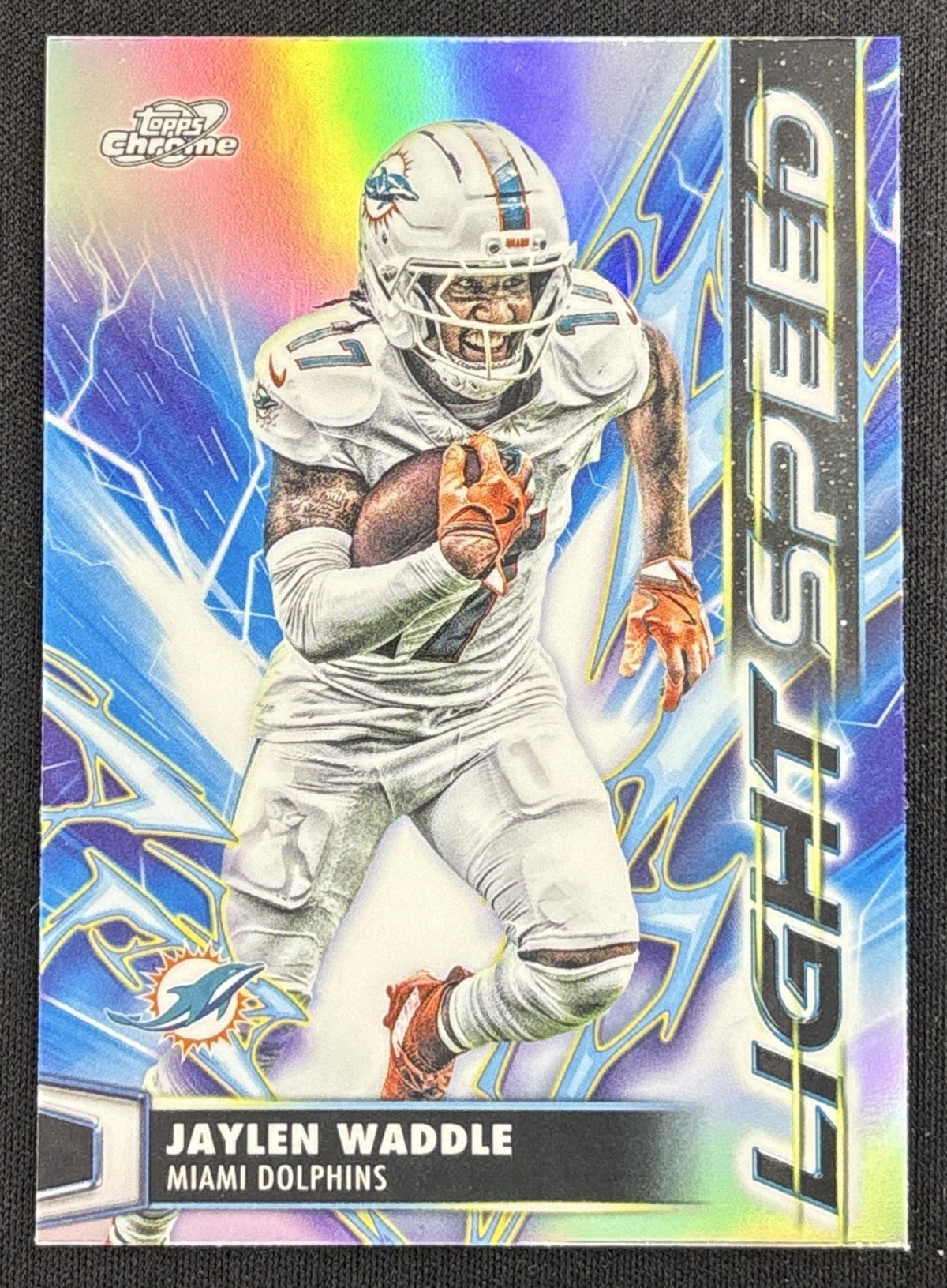 Jaylen Waddle 2025 Topps Cosmic Chrome Light Speed Dolphins