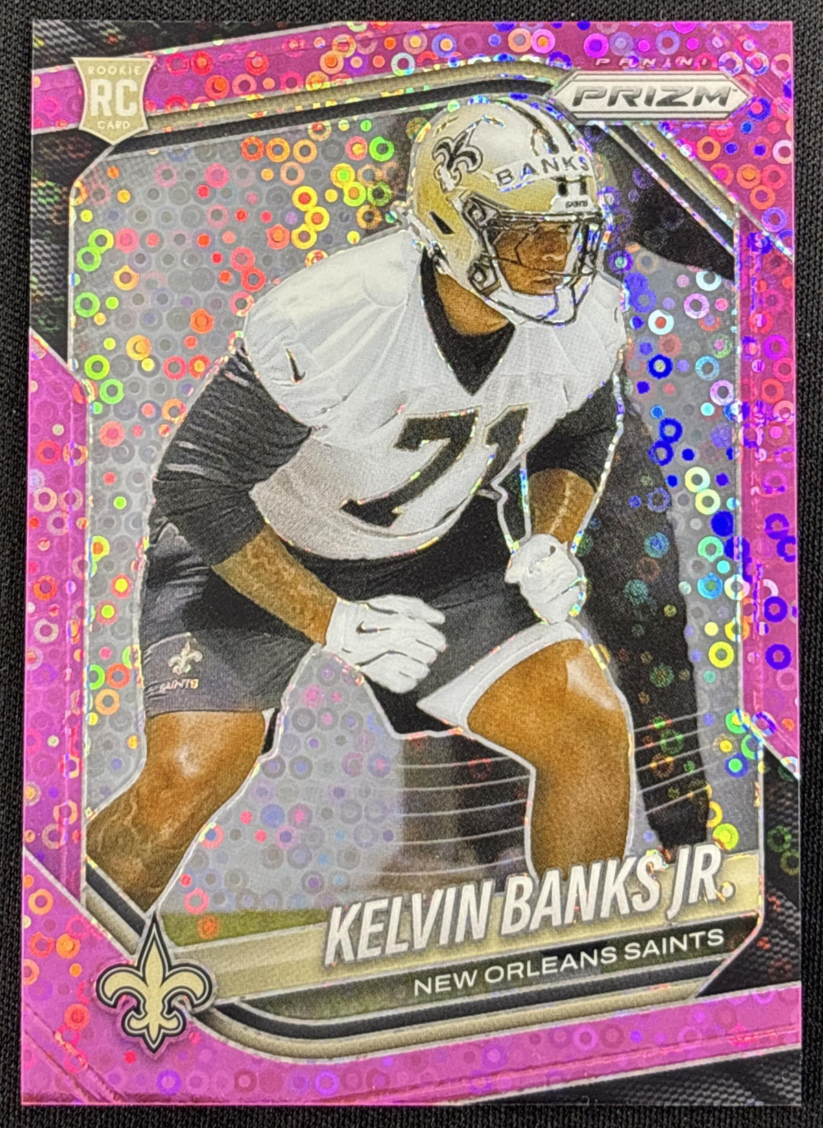 Kelvin Banks Jr. 2025 Panini Prizm No Huddle Pink /25 Saints