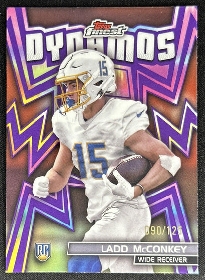 Ladd McConkey 2024 Topps Finest Dynamos Purple Refractor /125 Chargers