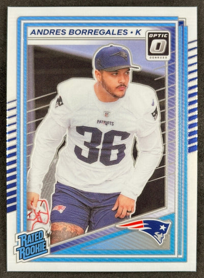 Andres Borregales 2025 Donruss Optic Rated Rookie Patriots Sports Trading Card