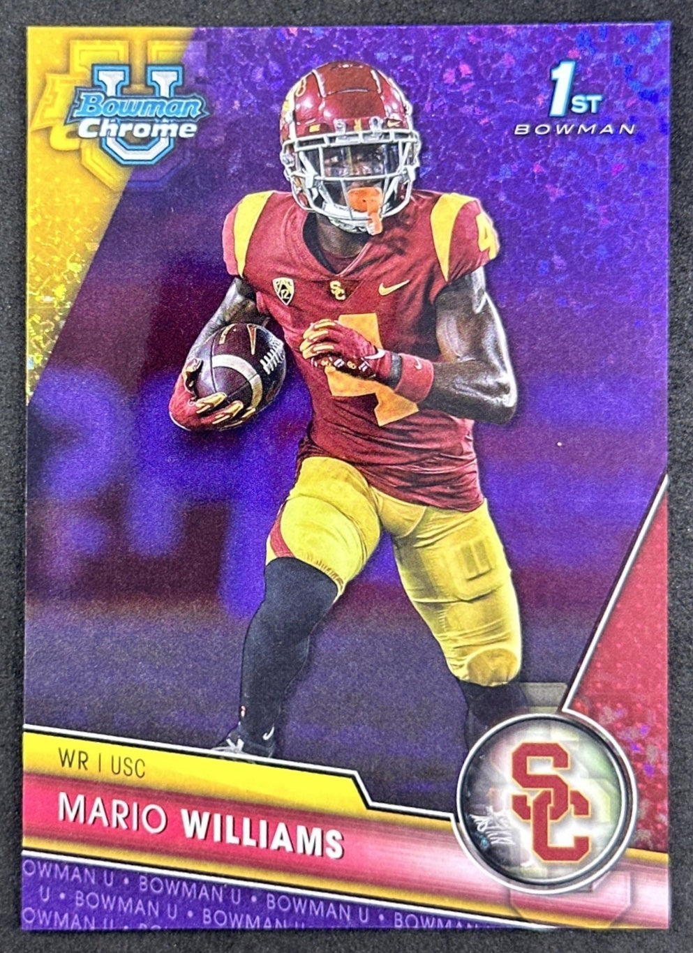 Mario Williams 2023 University Chrome Purple Mini Diamond Refractor /399 Trojans