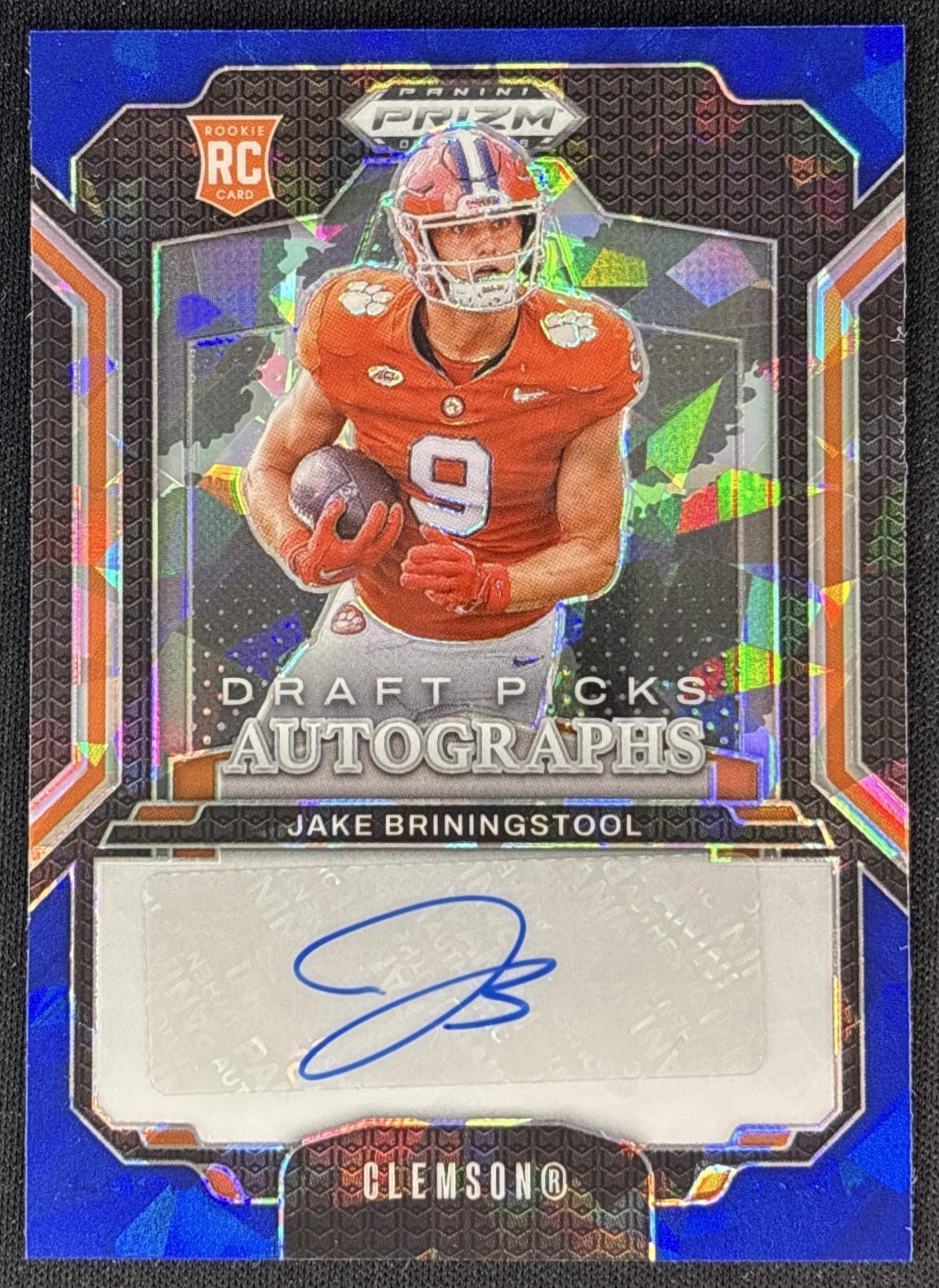Jake Briningstool 2025 Panini Prizm Draft Picks Auto Blue Ice /149 Tigers front