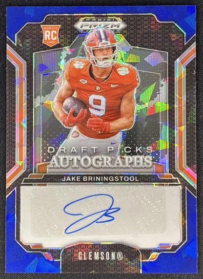 Jake Briningstool 2025 Panini Prizm Draft Picks Auto Blue Ice /149 Tigers front