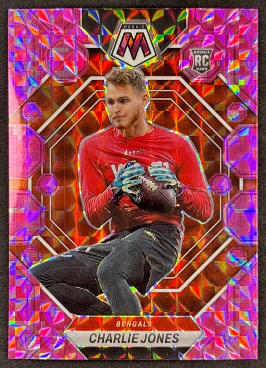 Charlie Jones 2023 Mosaic Camo Pink Mosaic Bengals Sports Trading Cards