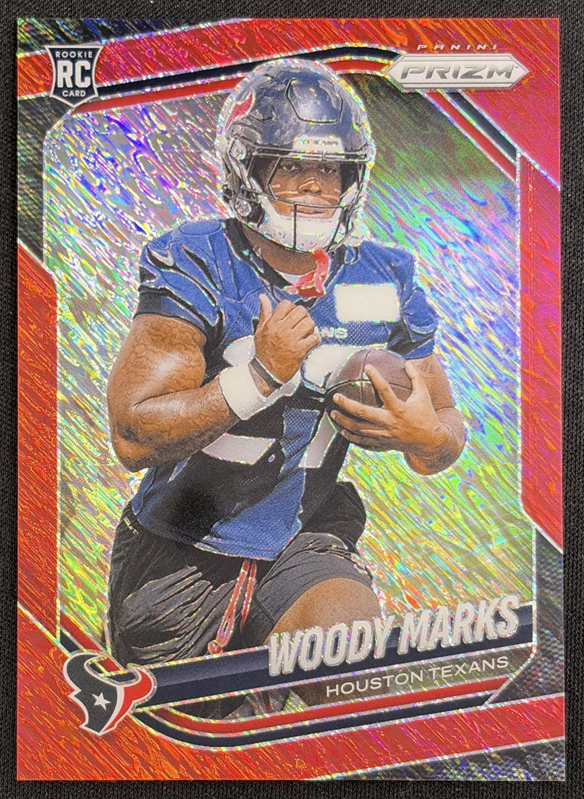Woody Marks 2025 Panini Prizm Red Shimmer /49 Texans Sports Trading Card