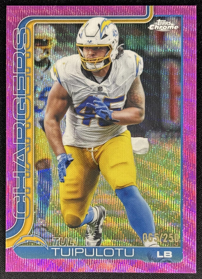 Tuli Tuipulotu 2025 Topps Chrome Pink Wave Refractor /250 Chargers Default Title Sports Trading Card