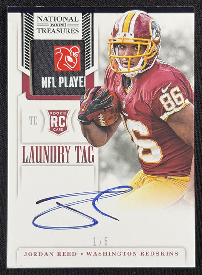Jordan Reed 2013 Panini National Treasures NT Rookie Laundry Tag Signatures /5 Redskins Sports Trading Card