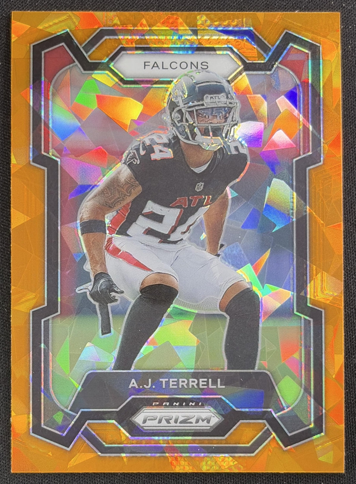 A.J. Terrell 2023 Panini Prizm Orange Ice Falcons Sports Trading Card