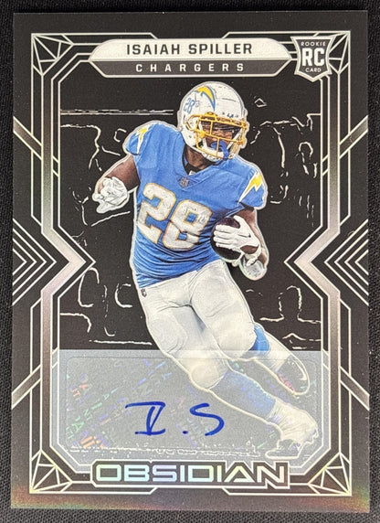 Isaiah Spiller 2022 Panini Obsidian Rookie Autos /199 Chargers