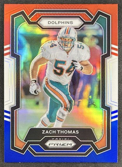 Zach Thomas 2023 Panini Prizm Red White and Blue Dolphins Sports Trading Cards