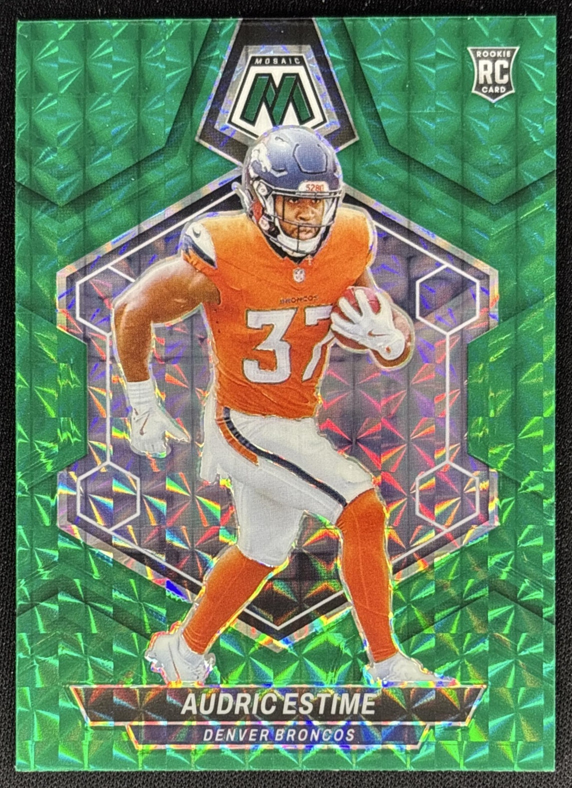 Audric Estime 2024 Panini Mosaic Green Prizm Broncos Sports Trading Cards
