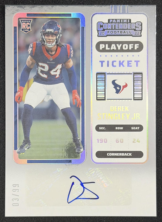 Derek Stingley Jr. 2022 Panini Contenders Playoff Ticket /99 Texans