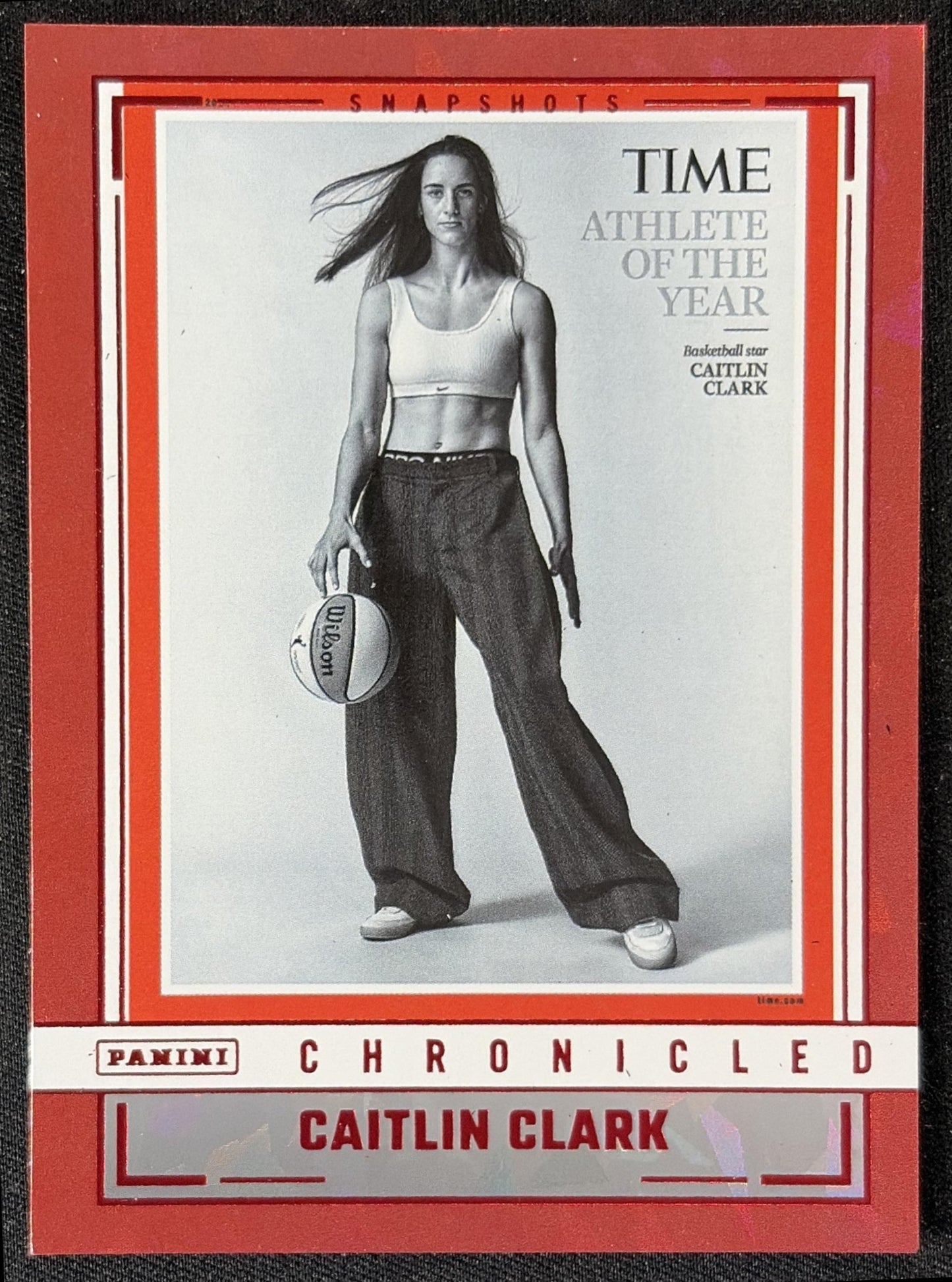 Caitlin Clark 2025 Panini Chronicled Snap Shots Red Holo Fever