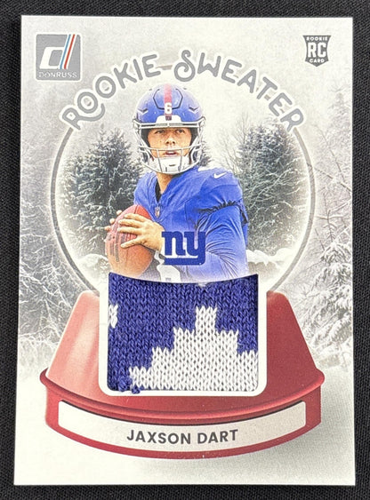 Jaxson Dart 2025 Panini Donruss Rookie Holiday Sweater Giants 2 Sports Trading Card