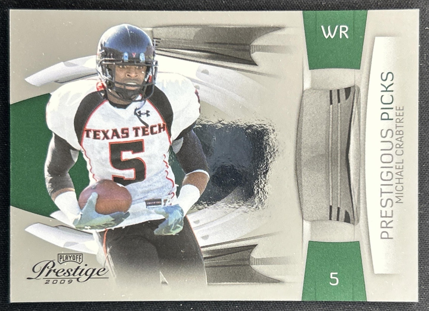 Michael Crabtree 2009 Panini Playoff Prestige Prestigious Picks Green /500