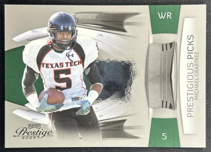 Michael Crabtree 2009 Panini Playoff Prestige Prestigious Picks Green /500