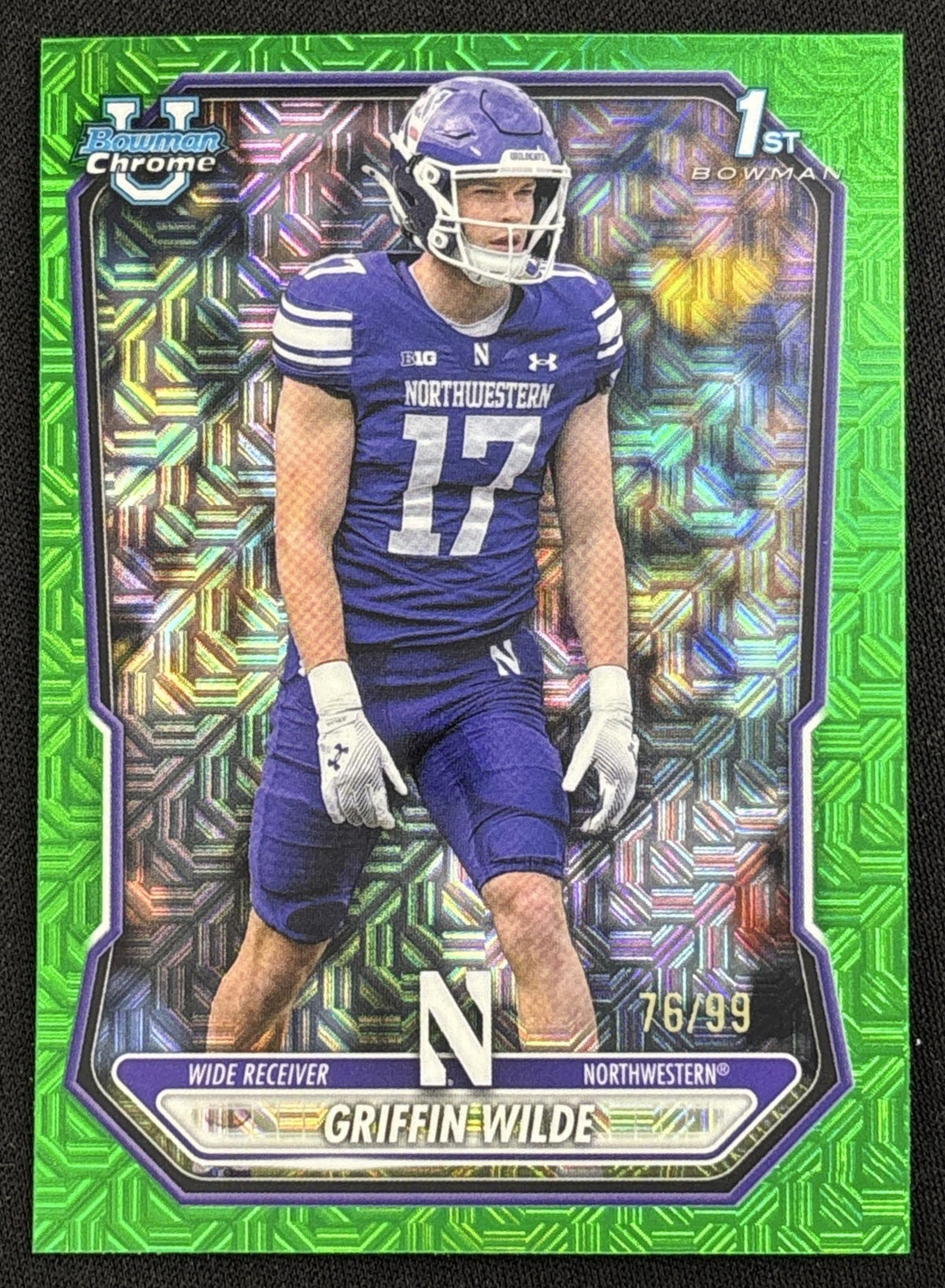 Griffin Wilde 2026 Bowman Chrome Prospects Green Mojo Refractor /99 Wildcats Sports Trading Card