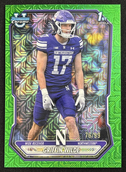 Griffin Wilde 2026 Bowman Chrome Prospects Green Mojo Refractor /99 Wildcats Sports Trading Card