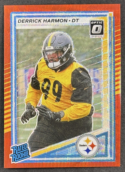 Derrick Harmon 2025 Panini Donruss Optic Rated Rookie Preview Red Wave Steelers front