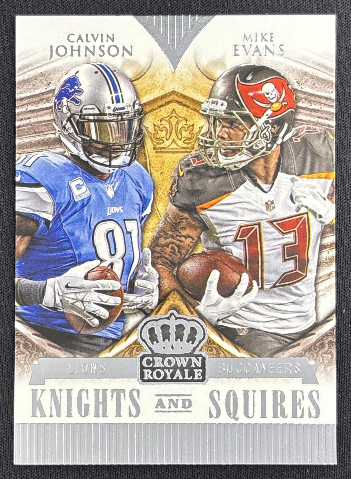 Calvin Johnson Mike Evans 2014 Panini Crown Royale Knights and Squires Patriots