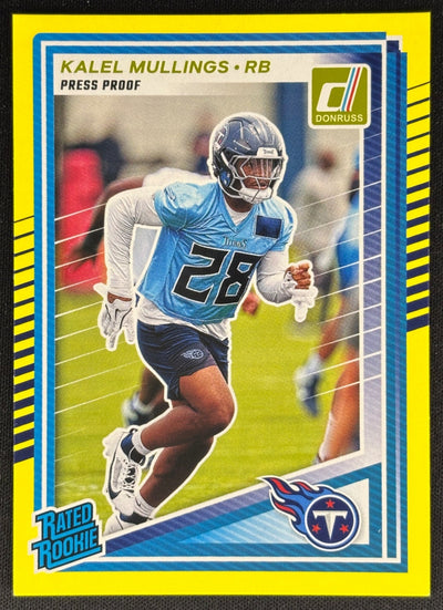 Kalel Mullings Donruss Yellow Press Proof Rookie Titans Sports Trading Card