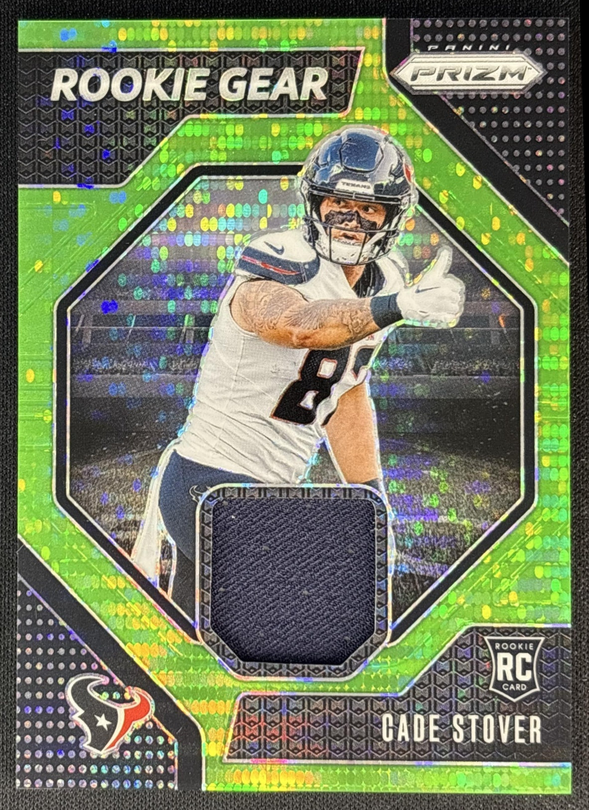 Cade Stover 2024 Panini Prizm Rookie Gear Neon Green Pulsar Texans