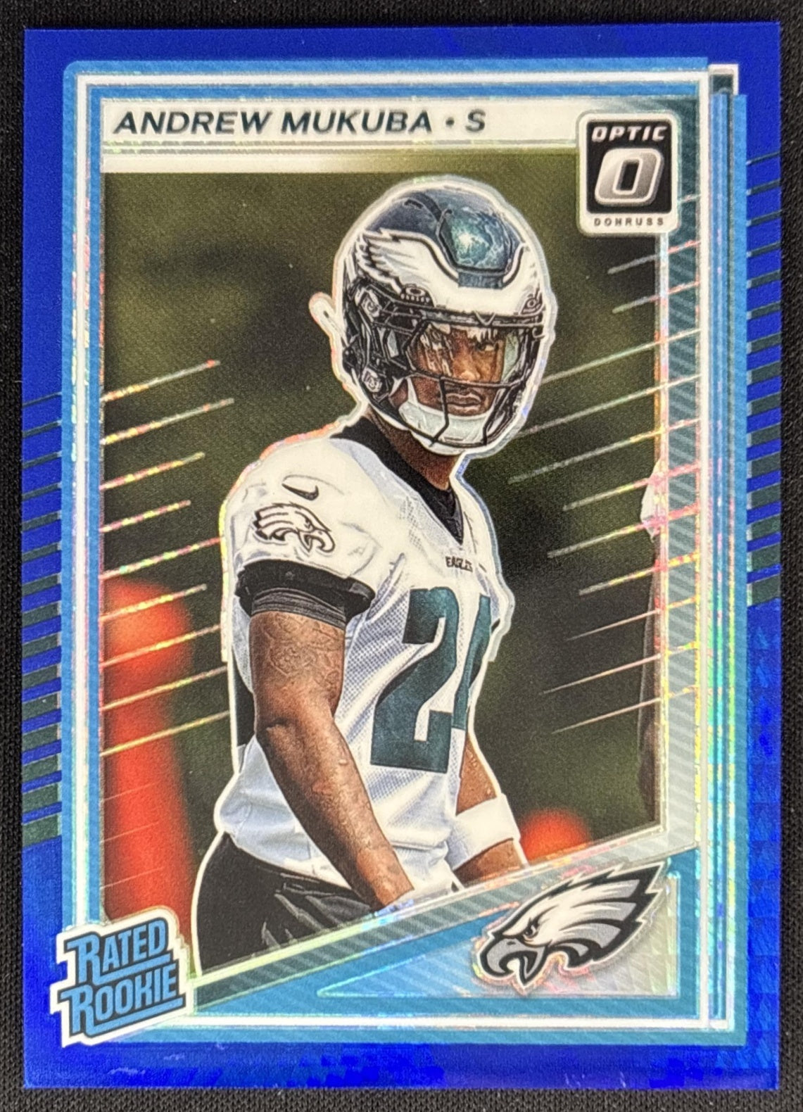 Andrew Mukuba 2025 Panini Donruss Optic Rated Rookie Blue Hyper Prizm Eagles Default Title Sports Trading Cards