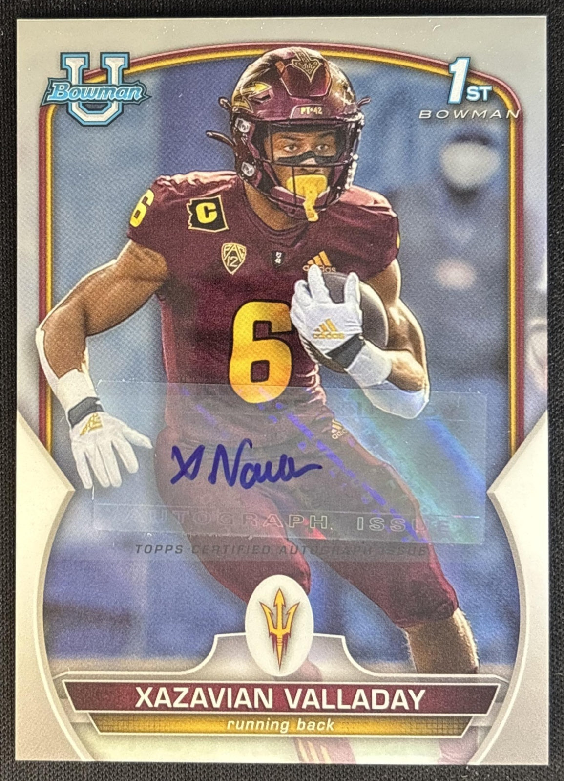 Xazavian Valladay 2022 Bowman University Chrome Prospect Auto