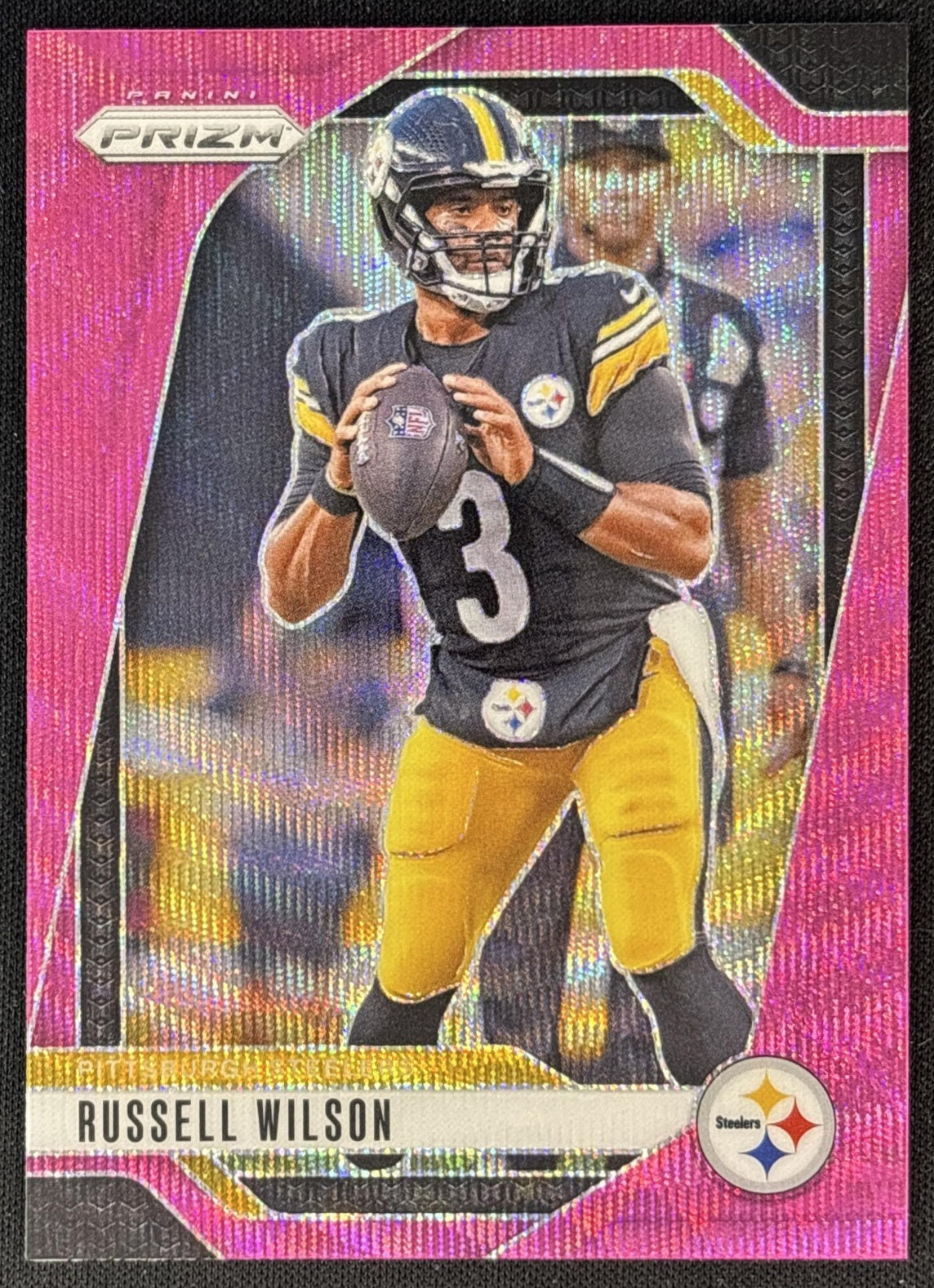 Russell Wilson 2024 Panini Prizm Pink Wave Steelers front