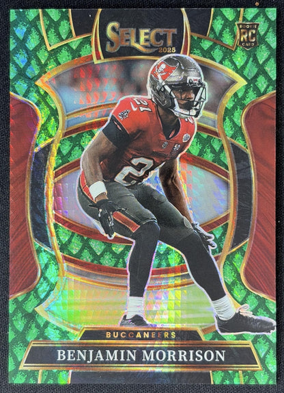 Benjamin Morrison 2025 Panini Select Concourse Dragon Scale Prizm 50/50 Buccaneers (Last on Print) Sports Trading Cards