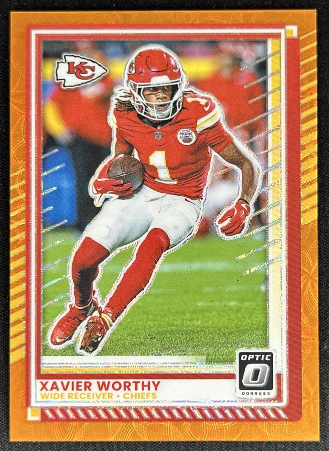 Xavier Worthy 2025 Panini Donruss Optic Orange Scope Prizm /79 Chiefs