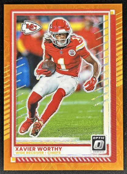 Xavier Worthy 2025 Panini Donruss Optic Orange Scope Prizm /79 Chiefs