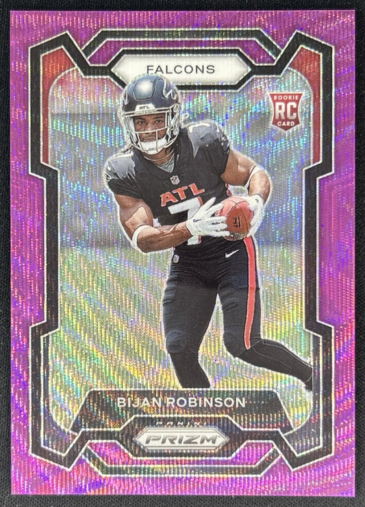 Bijan Robinson 2023 Panini Prizm Purple Wave /99 Falcons front