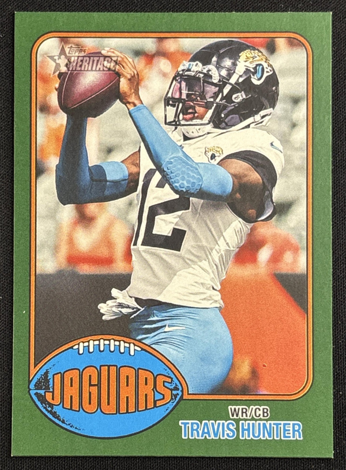 Travis Hunter 2026 Topps Heritage Dark Green Border Jaguars Sports Trading Card