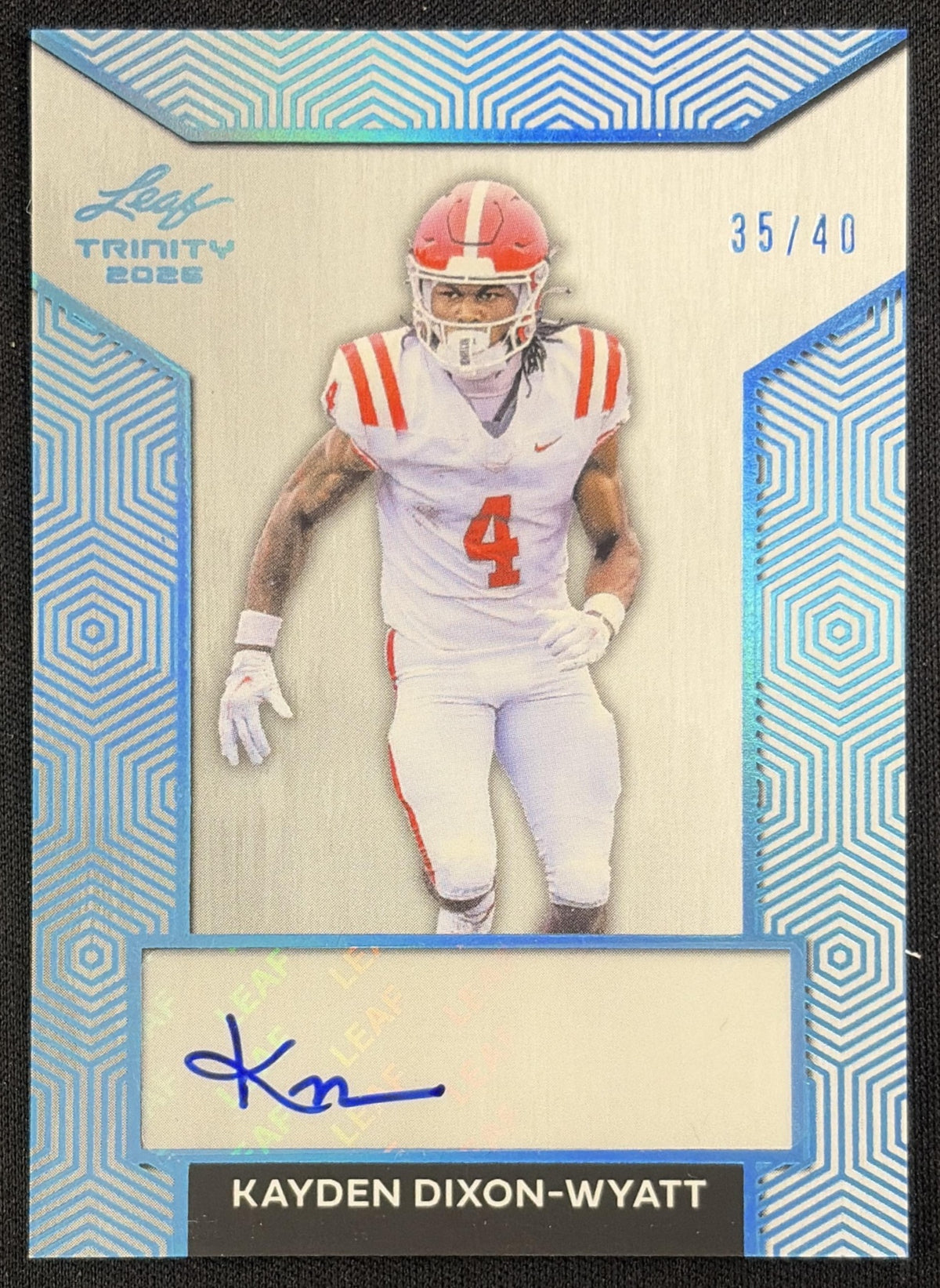 Kayden Dixon-Wyatt 2026 Leaf Trinity Auto Platinum /40 Sports Trading Card