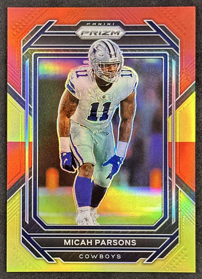 Micah Parsons 2023 Panini Prizm Red and Yellow /44 Cowboys Packers Sports Trading Cards