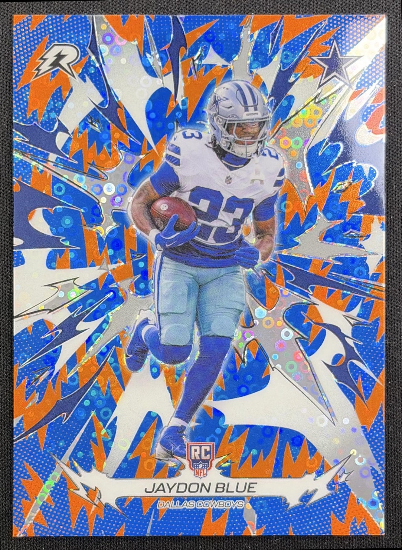 Jaydon Blue 2025 Topps Resurgence Blue and Orange Spark Refractor Cowboys