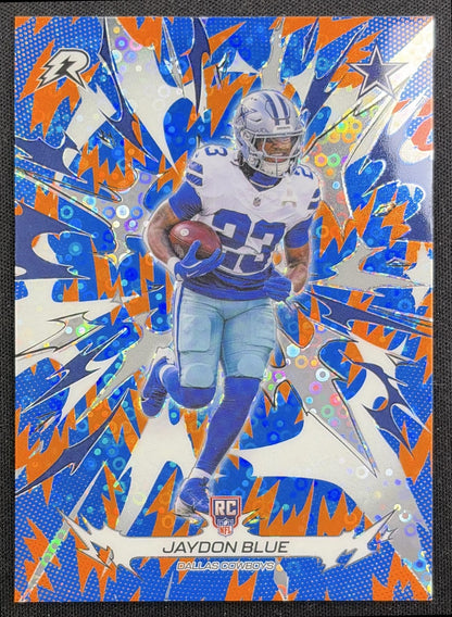 Jaydon Blue 2025 Topps Resurgence Blue and Orange Spark Refractor Cowboys