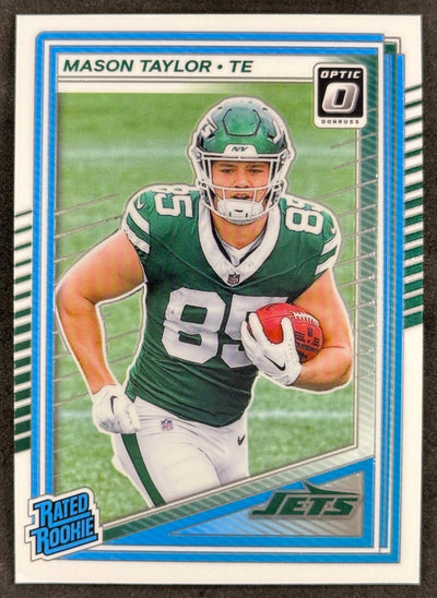 Mason Taylor 2025 Donruss Optic Rated Rookie Jets Sports Trading Card