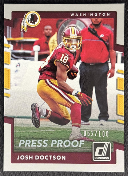 Josh Doctson 2017 Panini Donruss Press Proof Silver /100 Redskins front