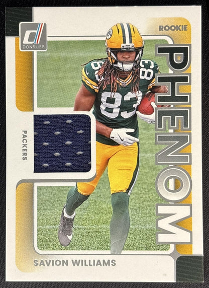 Savion Williams 2025 Panini Donruss Rookie Phenom Jerseys