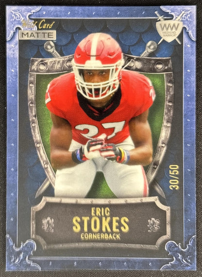 Eric Stokes 2021 Wild Card Matte White Weekend Warriors Blue Border /50 Bulldogs front