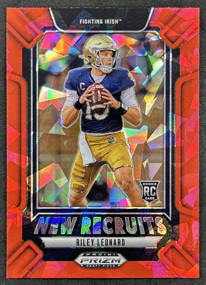 Riley Leonard 2025 Panini Prizm Draft Picks New Recruits Red Ice Fighting Irish Colts - Front