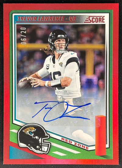 Trevor Lawrence 2025 Score Signatures Red Zone /20 Jaguars Sports Trading Card