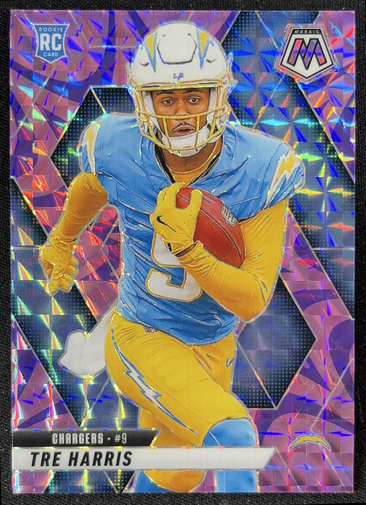 Tre Harris 2025 Panini Mosaic Rookies Reactive Purple Prizm Chargers